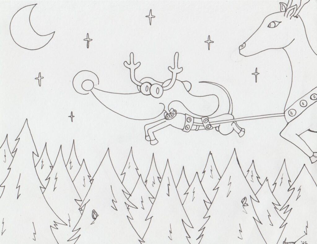 @MidgetheMutt Reindeer coloring page